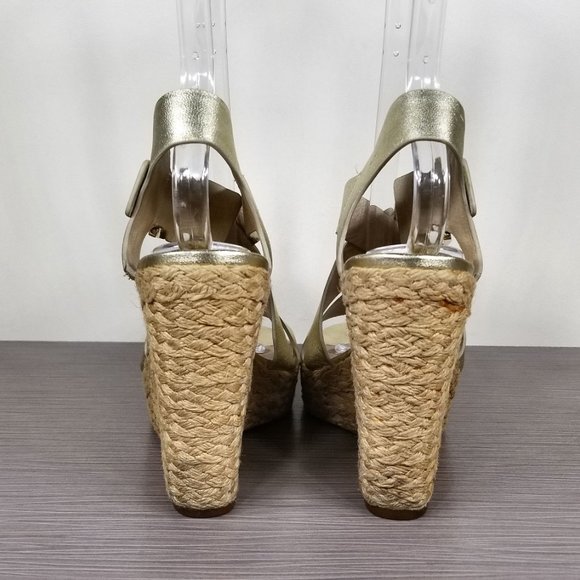 MICHAEL Kors Giovanna Platform Wedge Espadrille Sandals, Gold, Womens Size 5.5 M - Picture 5 of 14